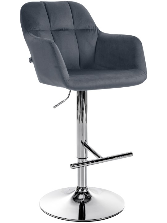 Taburete de bar Natoma terciopelo cromado, gris oscuro