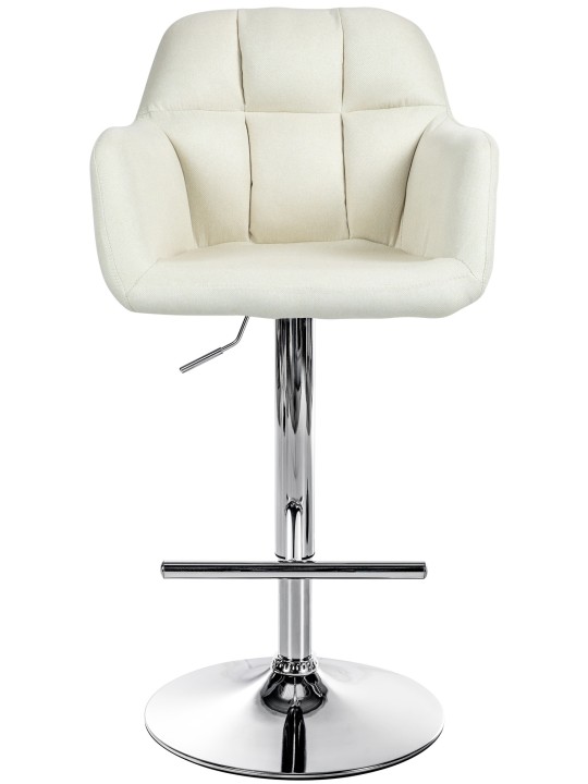 Taburete de bar Natoma tela cromo, crema