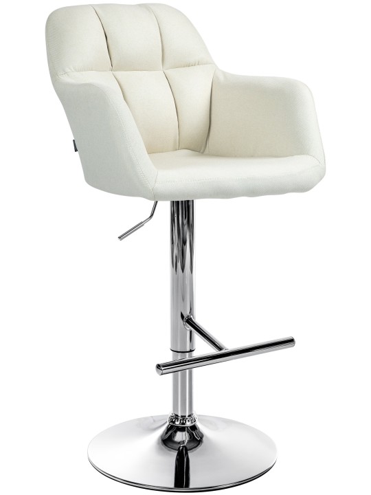 Taburete de bar Natoma tela cromo, crema