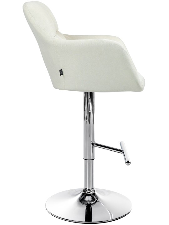 Taburete de bar Natoma tela cromo, crema