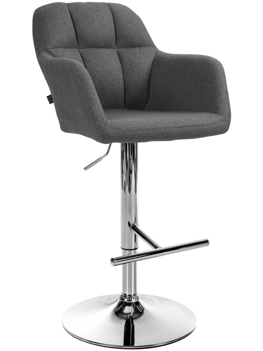 Taburete de bar Natoma tela cromo, gris oscuro
