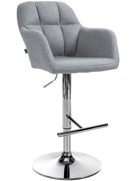 Taburete de bar Natoma tela cromo, gris