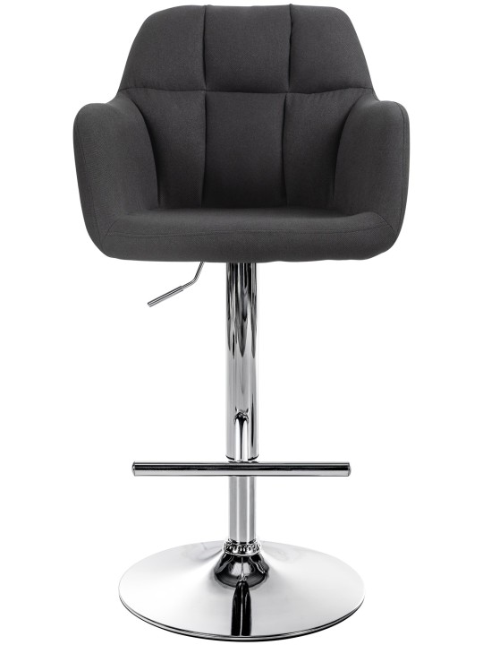 Taburete de bar Natoma tela cromo, negro