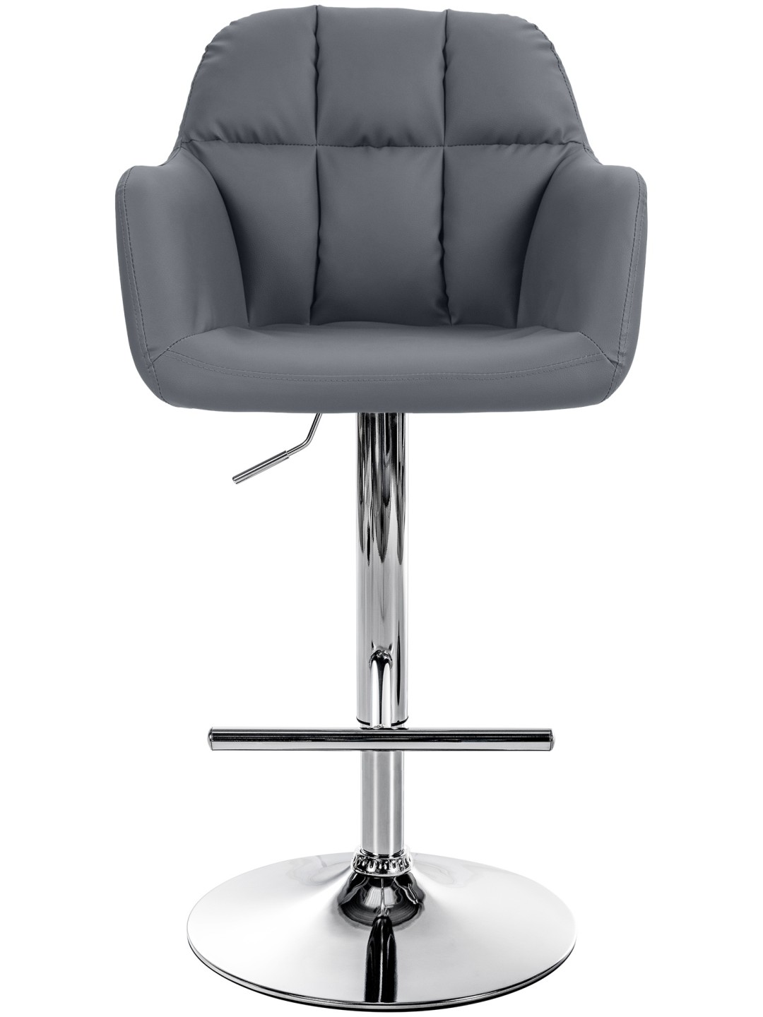 Taburete de bar Natoma piel sintética cromado, gris