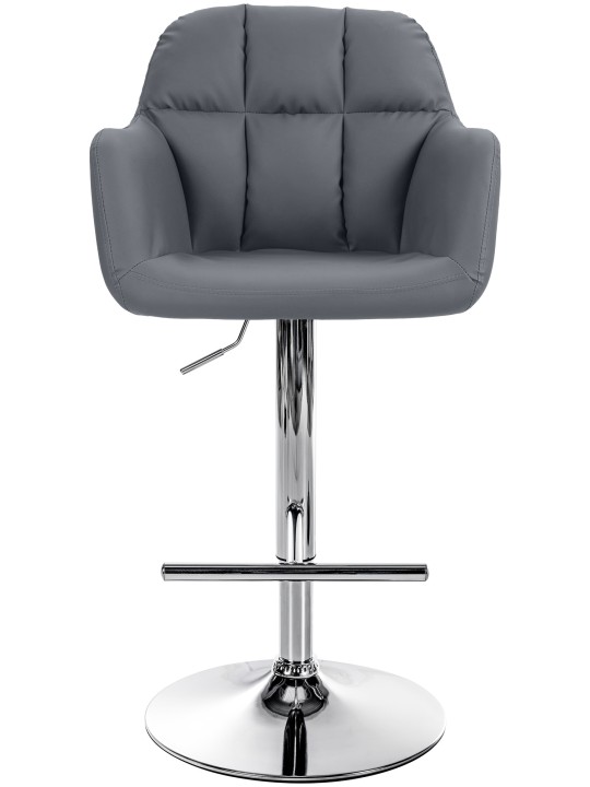 Taburete de bar Natoma piel sintética cromado, gris
