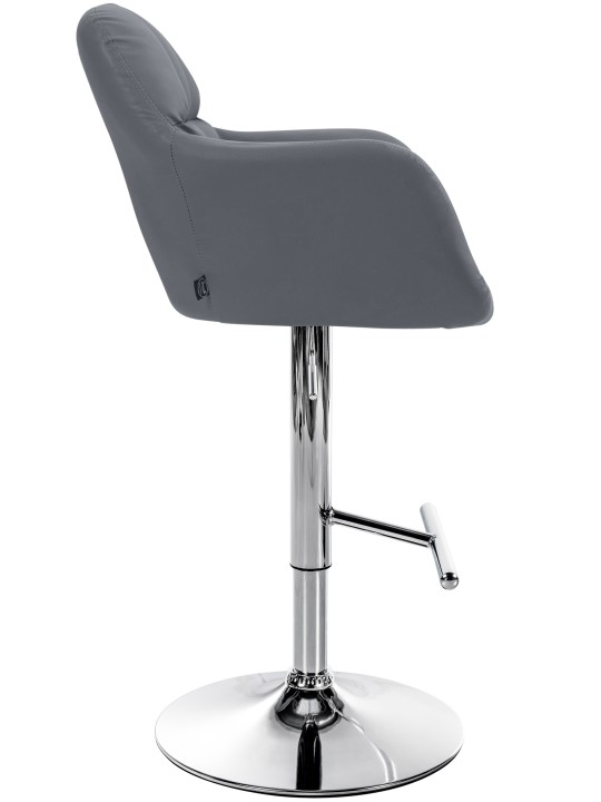 Taburete de bar Natoma piel sintética cromado, gris