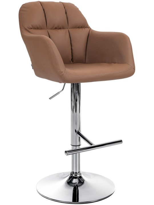 Taburete de bar Natoma piel sintética cromado, marrón claro Taburete de bar Natoma piel sintética cromado, marrón claro