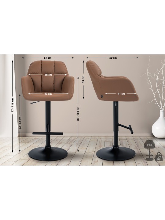 Taburete de bar Natoma piel sintética, marrón claro