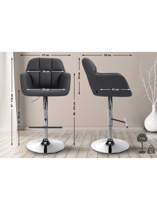 Taburete de bar Natoma piel sintética cromado, negro