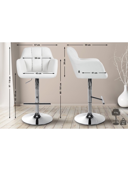 Taburete de bar Natoma piel sintética cromado, blanco Taburete de bar Natoma piel sintética cromado, blanco