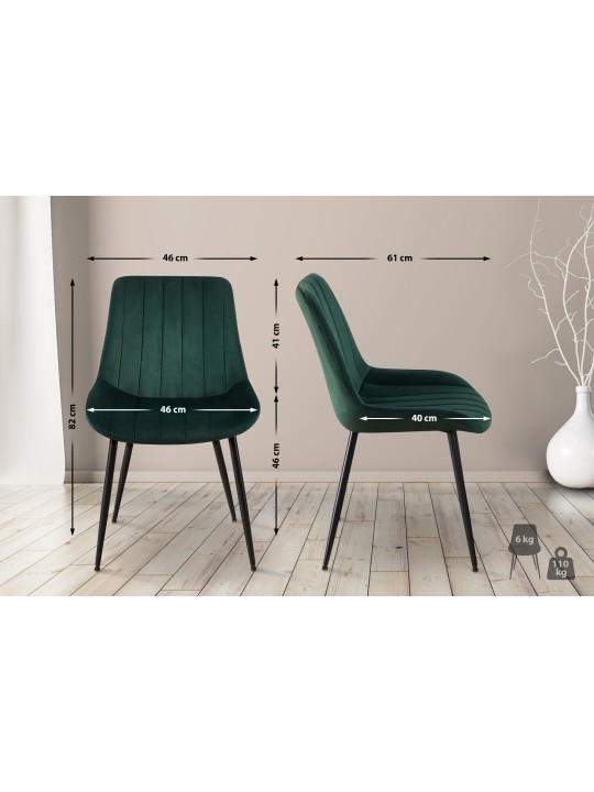 Juego de 2 sillas Rahden terciopelo, verde