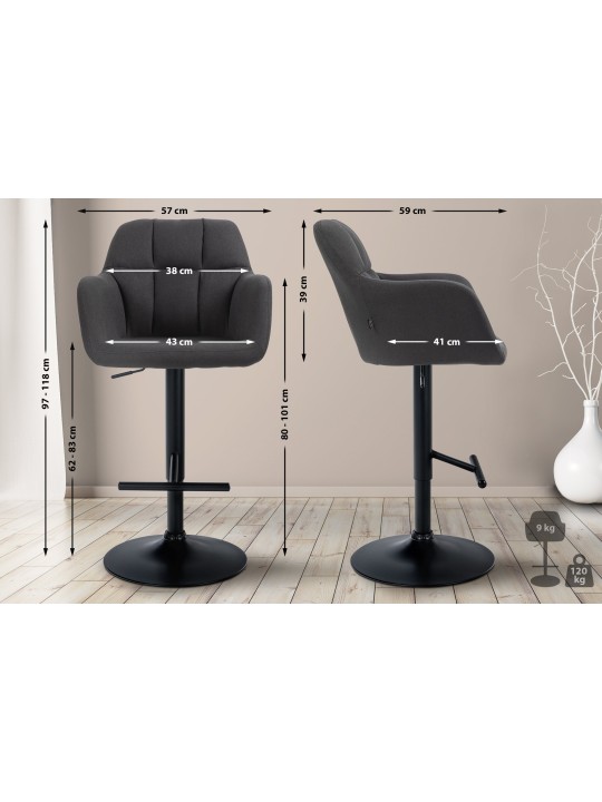 Taburete de bar Natoma tela, negro Taburete de bar Natoma tela, negro