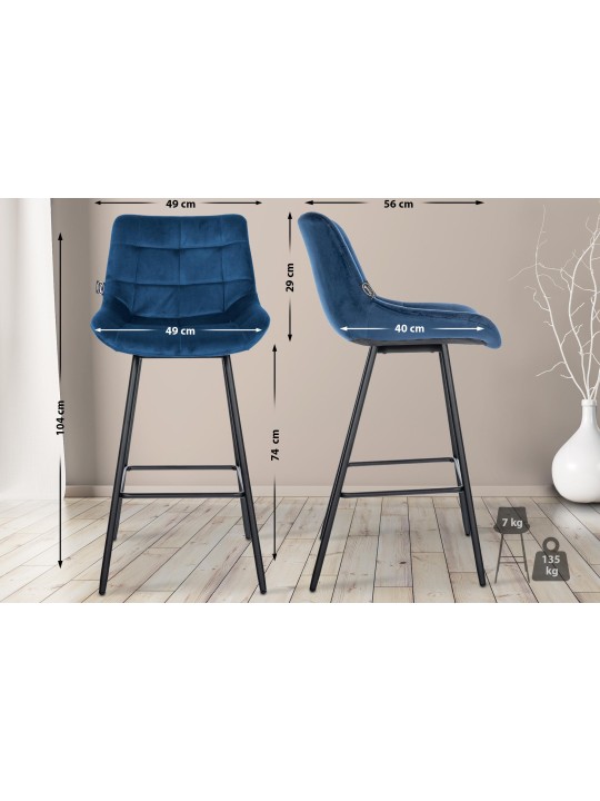 Taburete de bar Weston terciopelo, azul Taburete de bar Weston terciopelo, azul