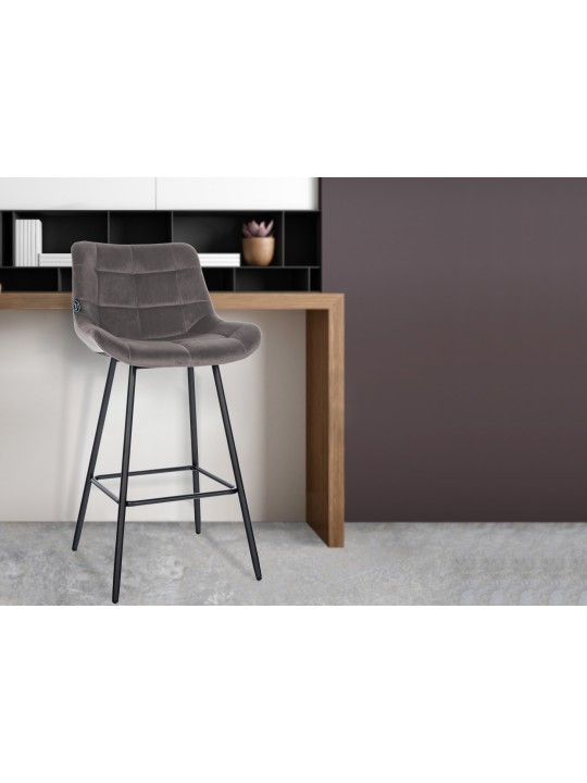 Taburete de bar Weston terciopelo, gris Taburete de bar Weston terciopelo, gris