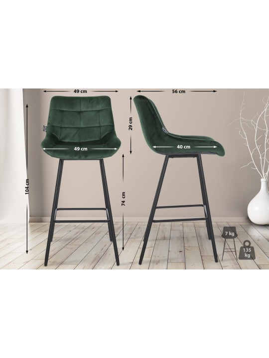Taburete de bar Weston terciopelo, verde oscuro