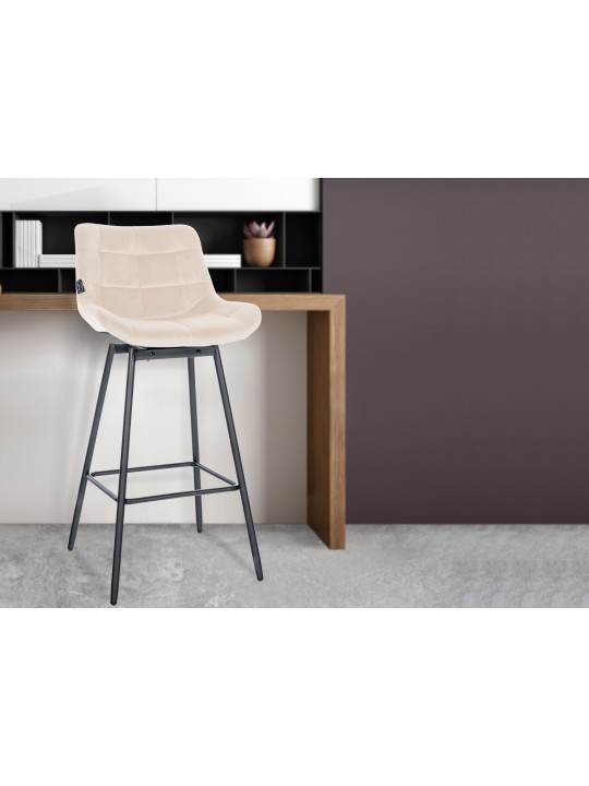 Taburete de bar giratorio Weston de terciopelo, crema