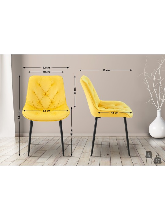 Silla de comedor de terciopelo Wallace, amarillo