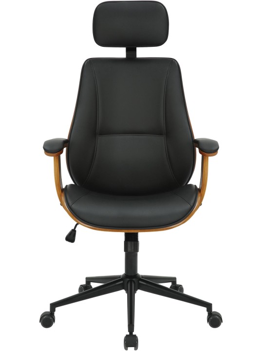 Silla de oficina Lugo polipiel, nogal/negro