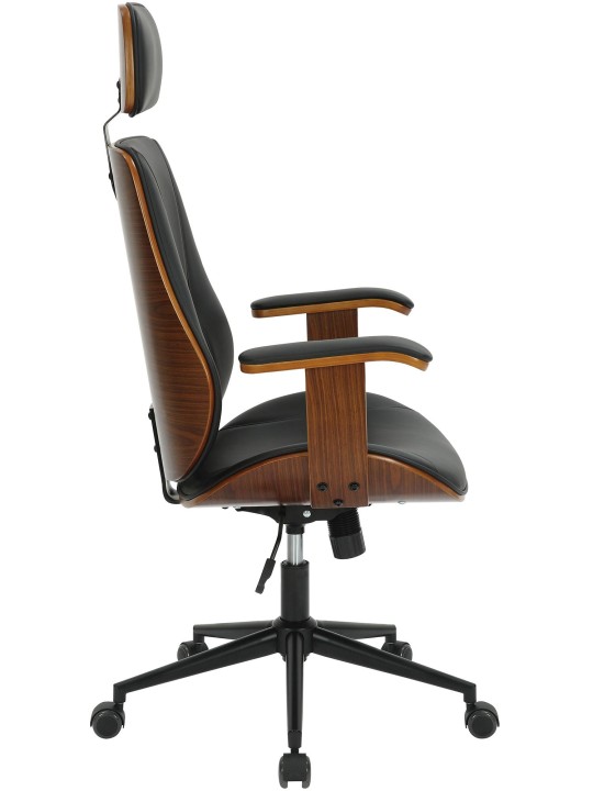 Silla de oficina Lugo polipiel, nogal/negro