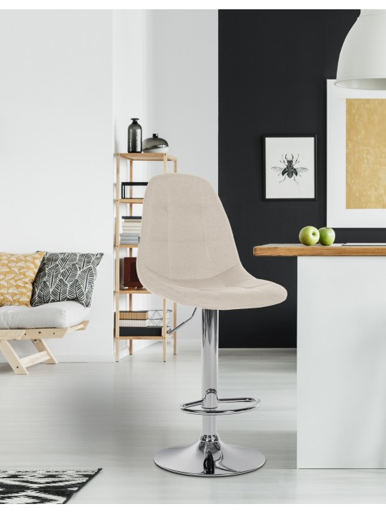 Taburete de bar Elmore tela C, crema