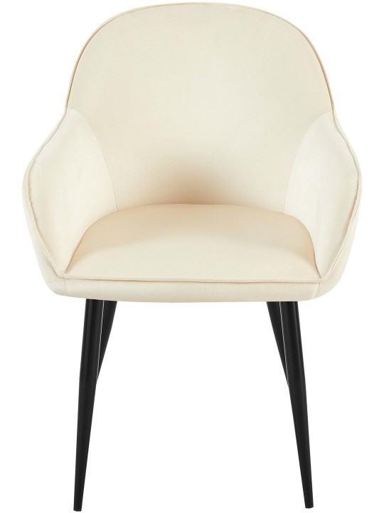Juego de 2 sillas de comedor Boise terciopelo, crema