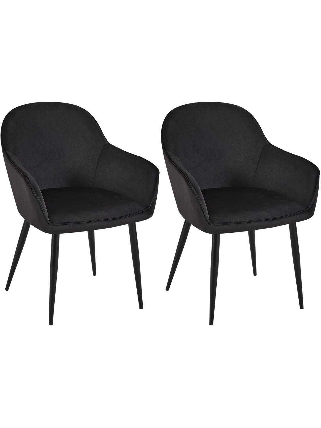 Juego de 2 sillas de comedor Boise terciopelo, negro