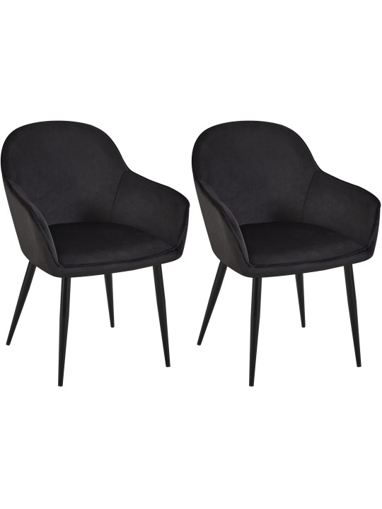 Juego de 2 sillas de comedor Boise terciopelo, negro Juego de 2 sillas de comedor Boise terciopelo, negro