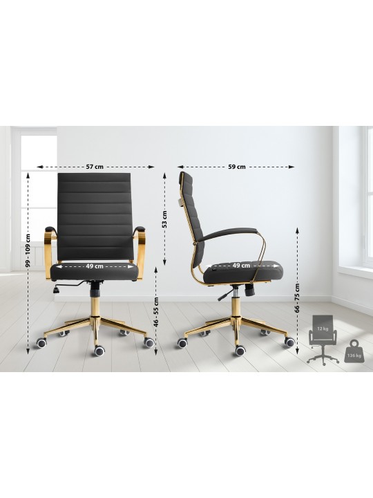 Silla de oficina Havana polipiel, negro