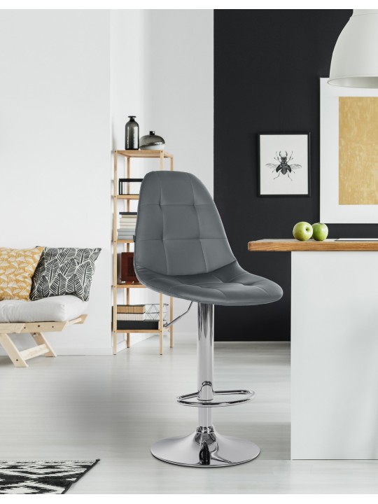 Taburete de bar Elmore símil piel C, gris Taburete de bar Elmore símil piel C, gris