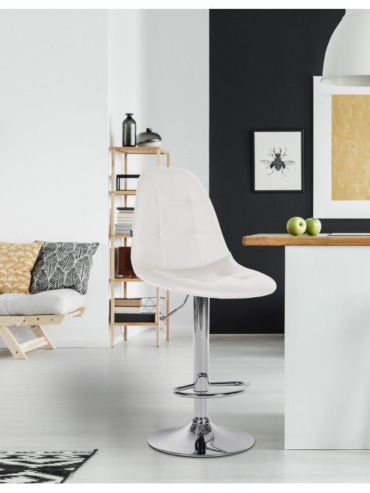 Taburete de bar Elmore símil piel C, blanco