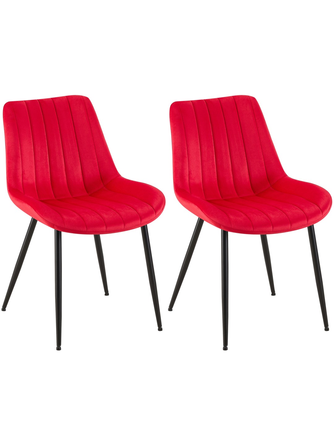 Juego de 2 sillas Rahden terciopelo, rojo