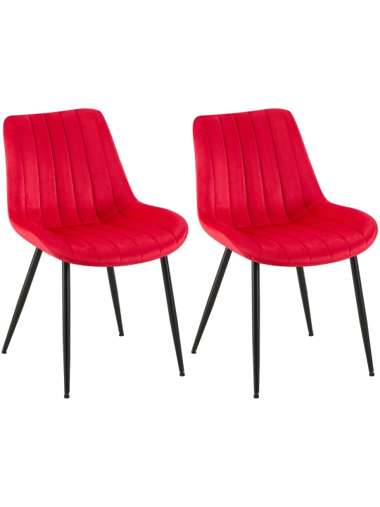 Juego de 2 sillas Rahden terciopelo, rojo