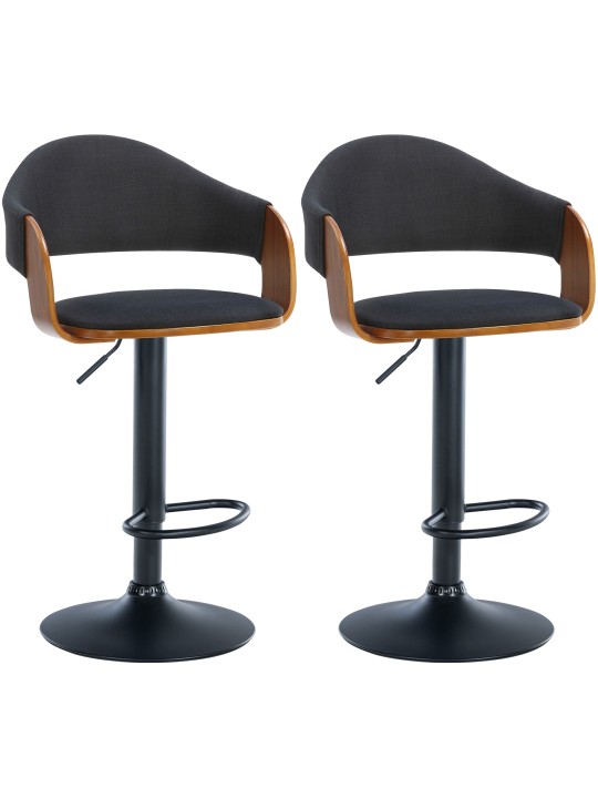 Juego de 2 taburetes de bar tela Nilse, nogal/negro
