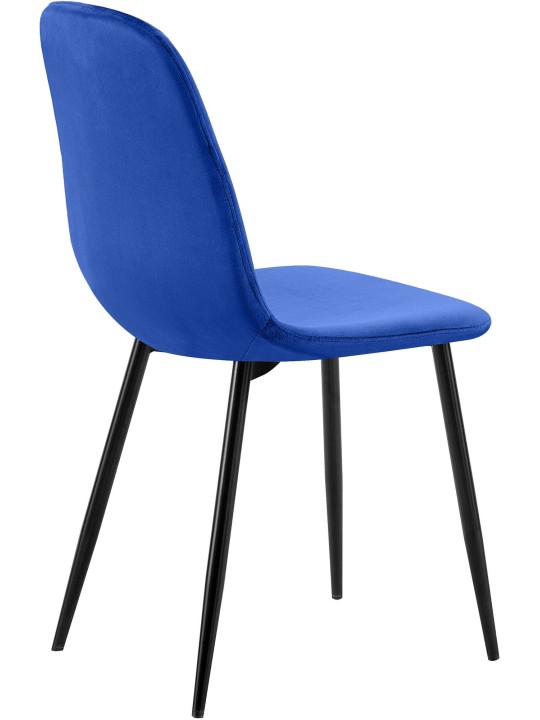 Juego de 4 sillas de comedor Baxter terciopelo, azul