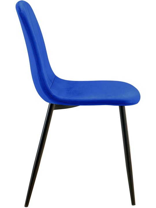 Juego de 4 sillas de comedor Baxter terciopelo, azul