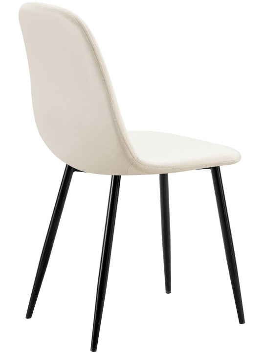 Juego de 4 sillas de comedor Baxter terciopelo, blanco crema