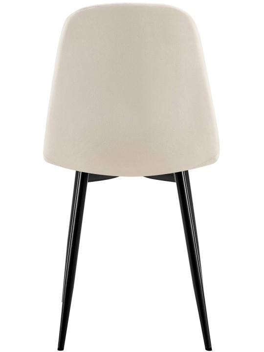 Juego de 4 sillas de comedor Baxter terciopelo, blanco crema