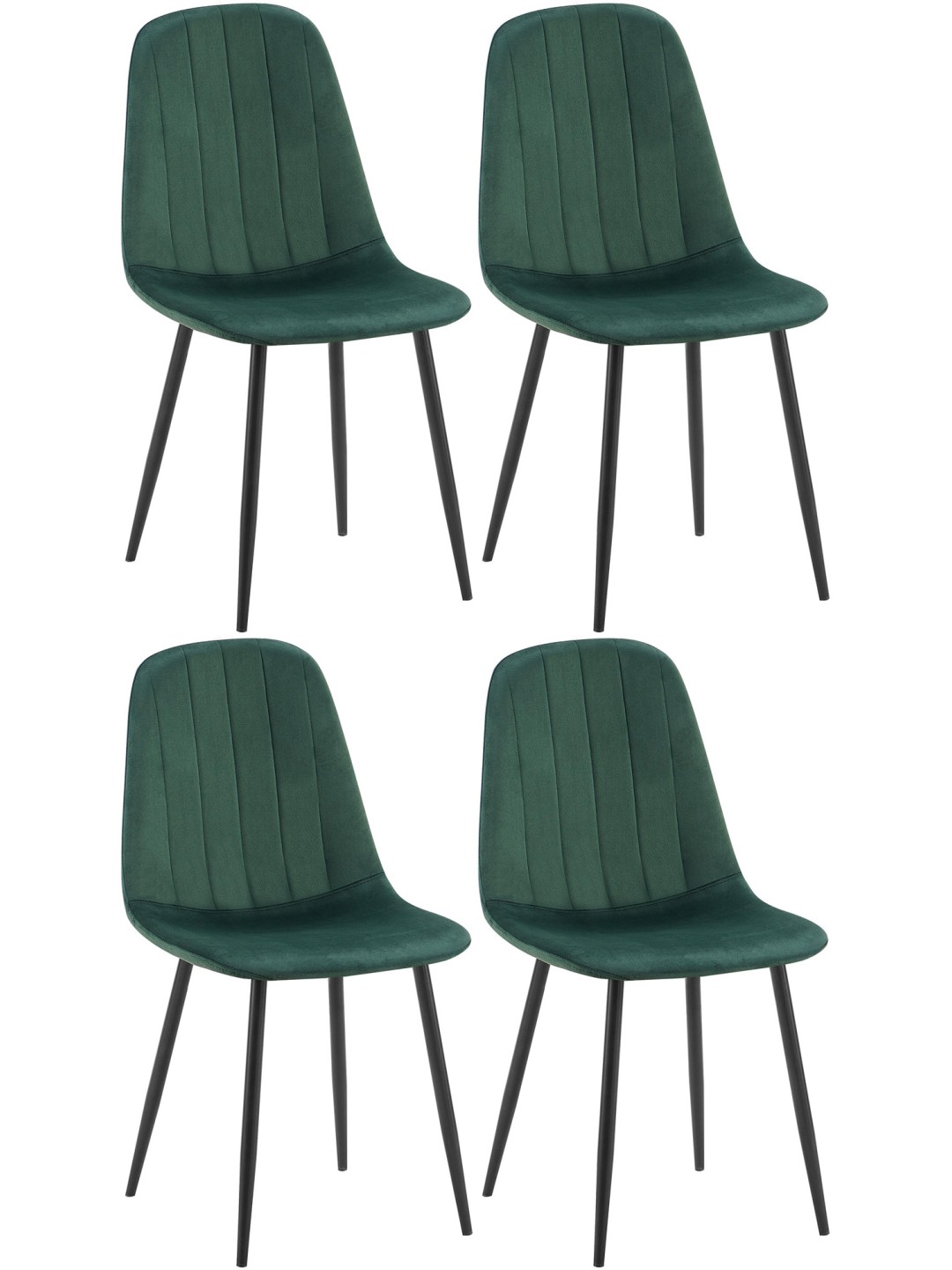 Juego de 4 sillas de comedor Baxter terciopelo, verde