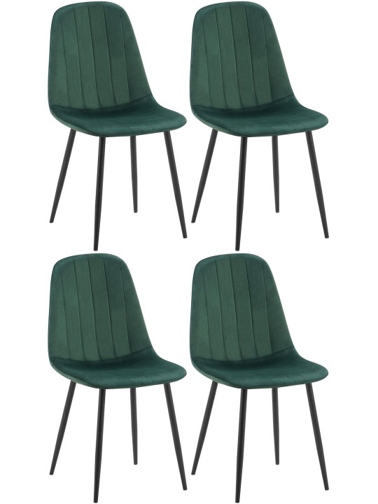 Juego de 4 sillas de comedor Baxter terciopelo, verde