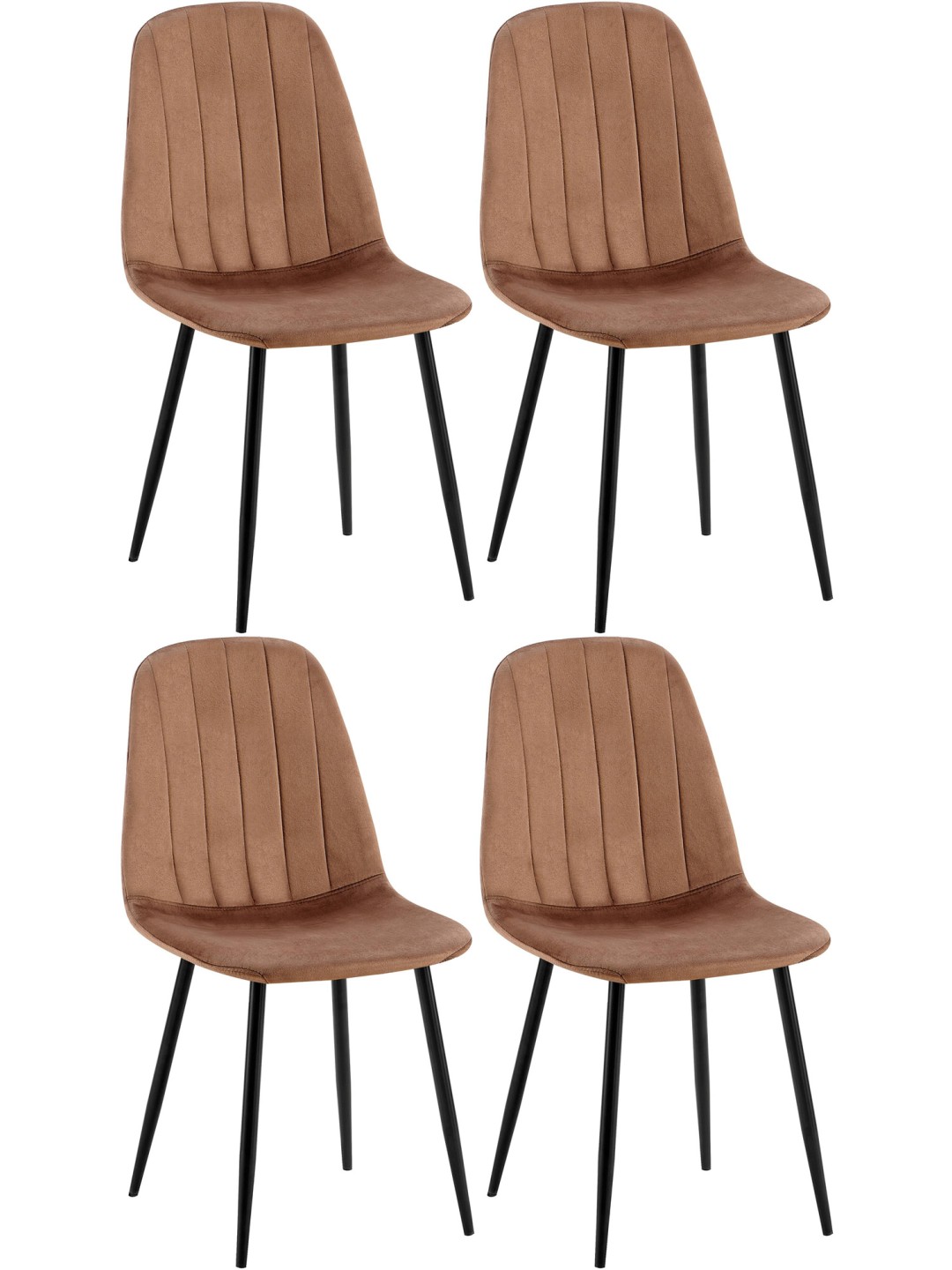 Juego de 4 sillas de comedor Baxter terciopelo, marrón