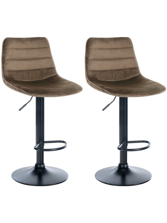 Juego de 2 taburetes de bar Lex terciopelo, marrón