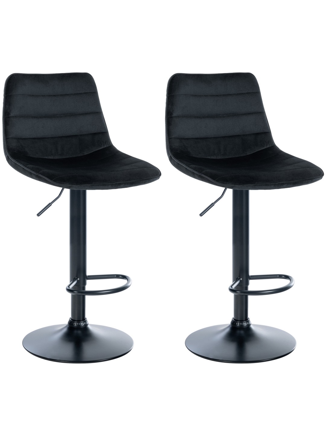 Juego de 2 taburetes de bar Lex terciopelo, negro