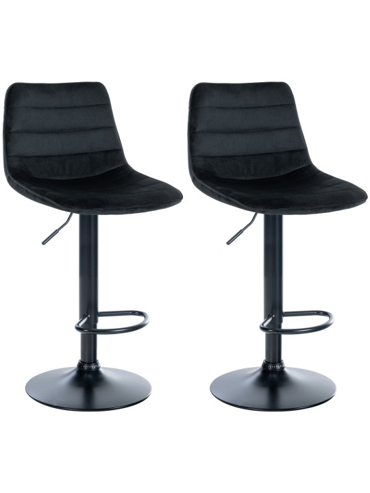 Juego de 2 taburetes de bar Lex terciopelo, negro