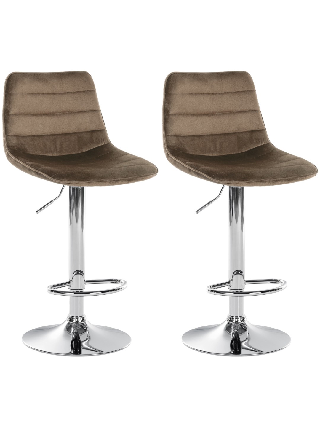 Juego de 2 taburetes de bar Lex terciopelo cromado, marrón