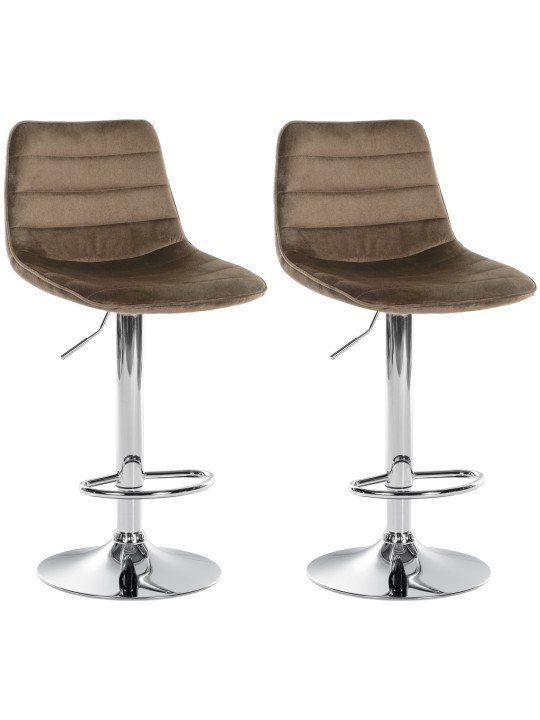 Juego de 2 taburetes de bar Lex terciopelo cromado, marrón