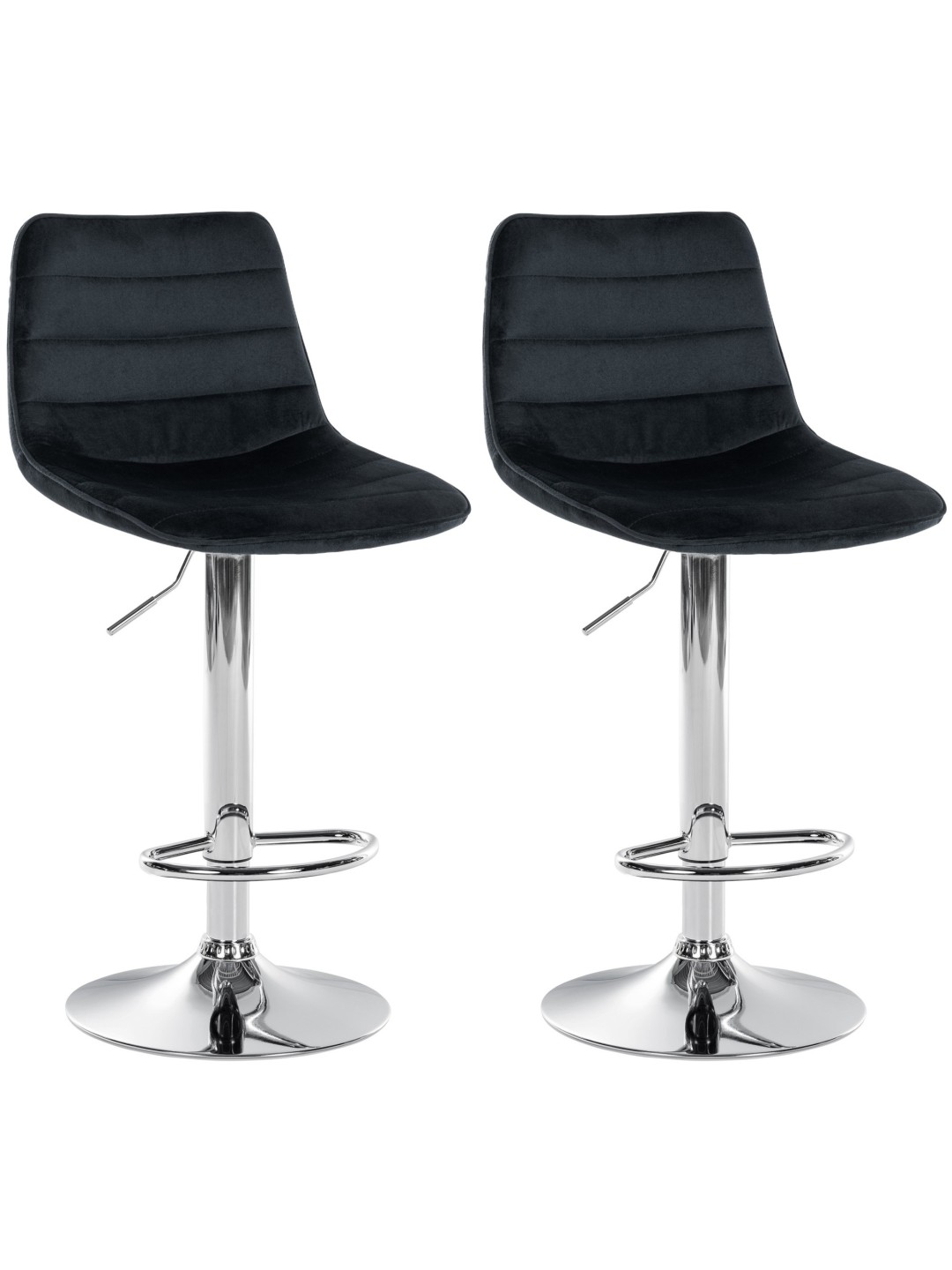 Juego de 2 taburetes de bar Lex terciopelo cromado, negro