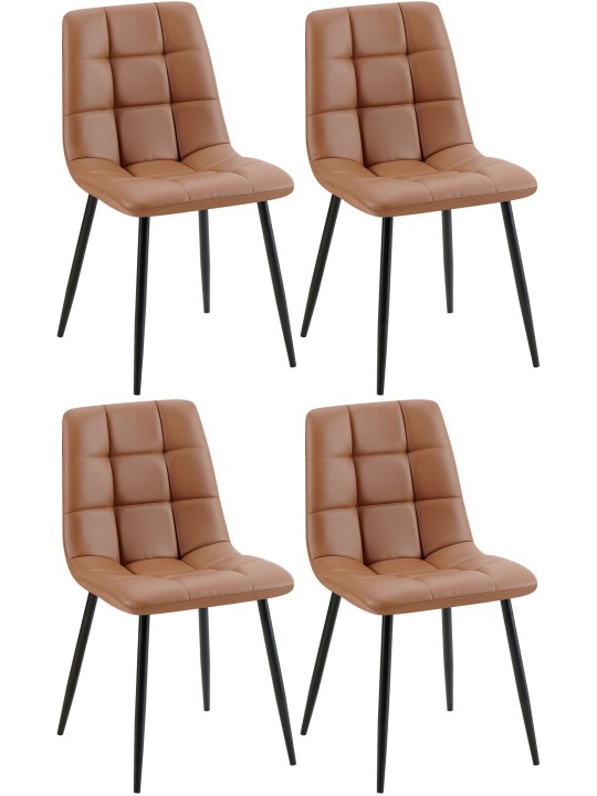 Juego de 4 sillas de comedor Antibes piel sintética, marrón oscuro Juego de 4 sillas de comedor Antibes piel sintética, marrón oscuro