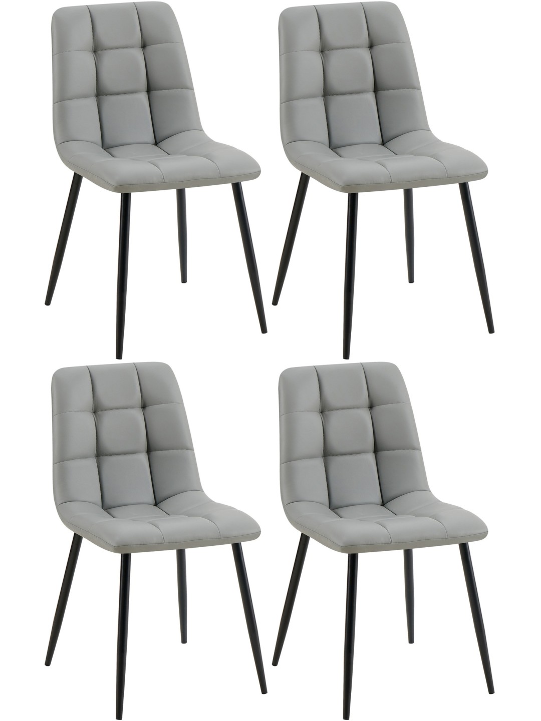 Juego de 4 sillas de comedor Antibes piel sintética, gris claro