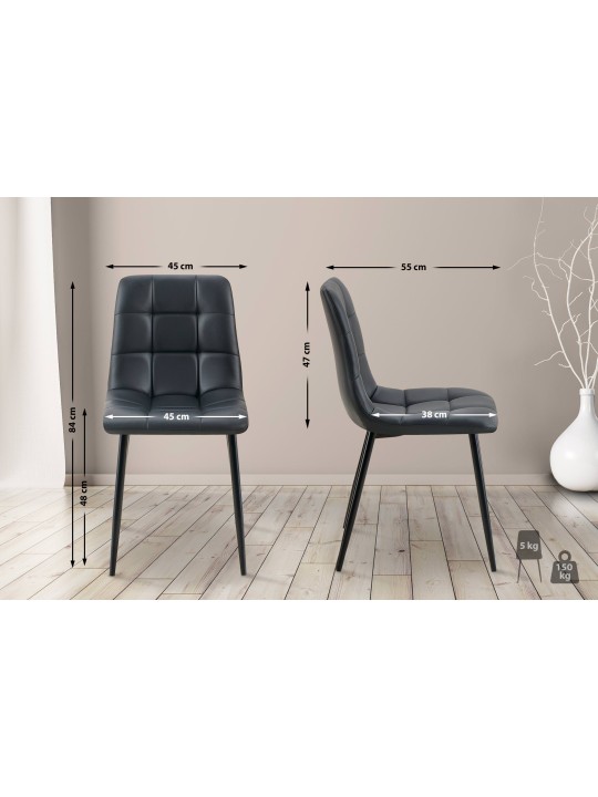 Juego de 4 sillas de comedor Antibes piel sintética, negro