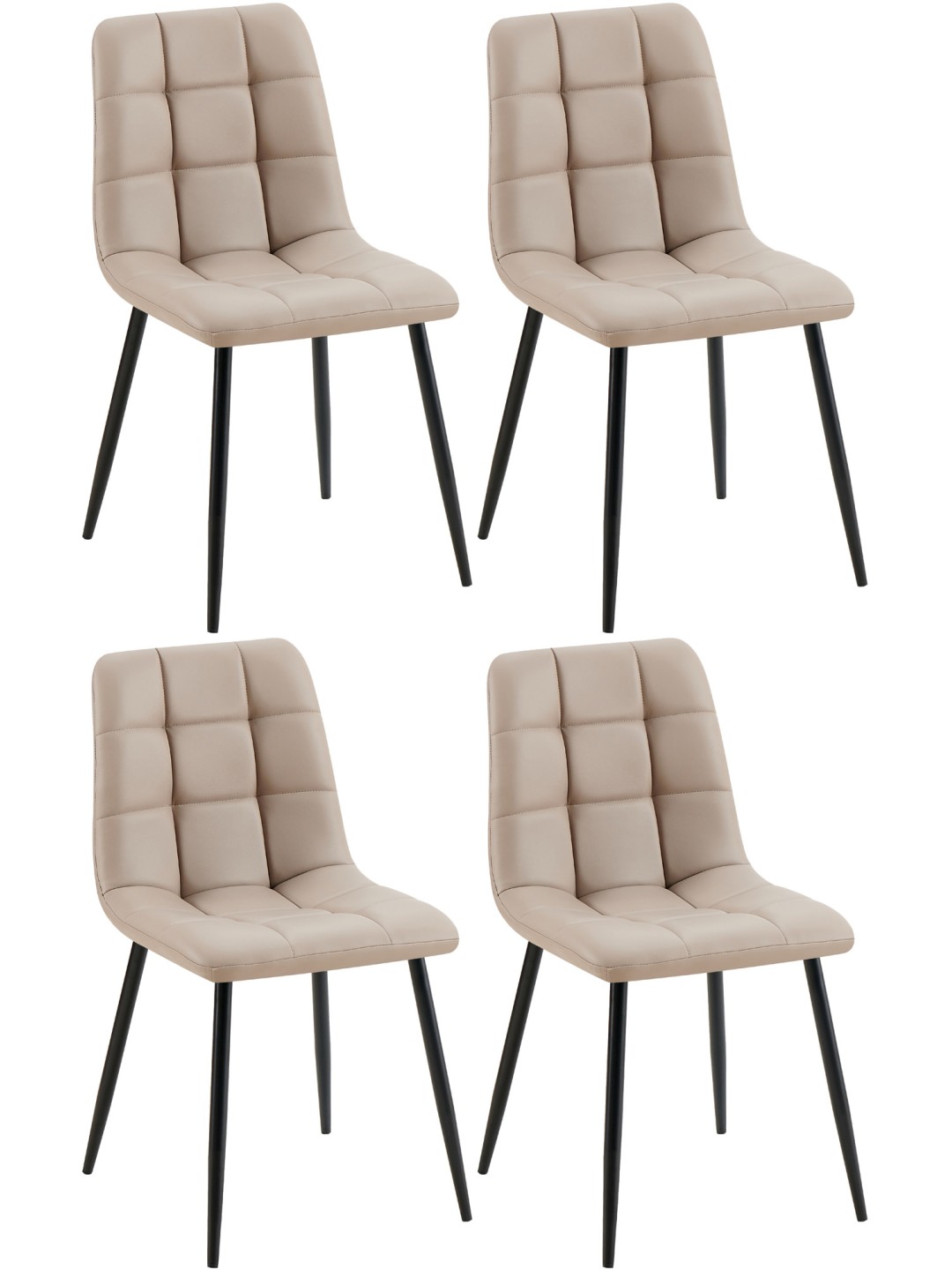 Juego de 4 sillas de comedor Antibes cuero sintético, taupe